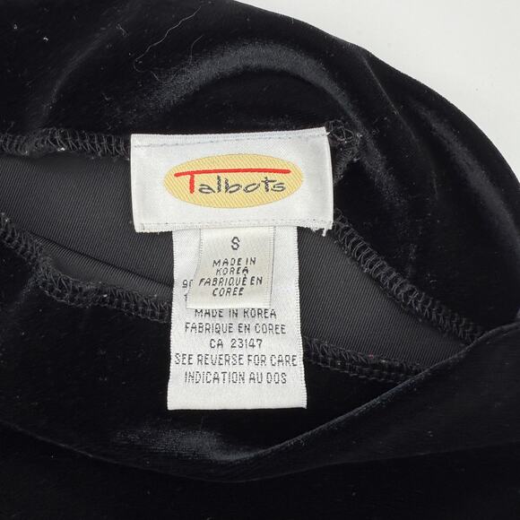 TALBOTS Womens Velvet Mock Neck Shirt Size S Black 3/4 Sleeve Goth Layer Velour - Picture 3 of 8